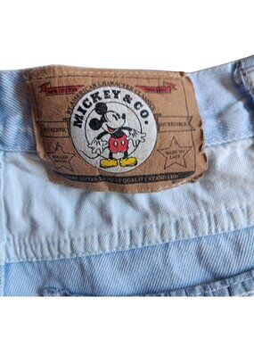 Girls 23" 23W Shorts Vintage Mickey & Co. Light Blue Denim Embroider Rolled Hem